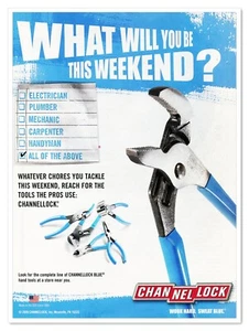 ChannelLock Hand Tools Weekend Chores Sweat Blue 2009 Print Magazine Ad - Picture 1 of 4