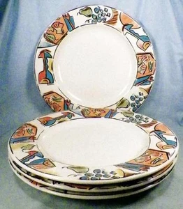 4 Syracuse Restaurant Dinner Ware Plates Food Wine Utensils Artistic Colorful - Picture 1 of 6
