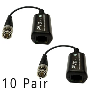 20pcs 10 Pair CCTV Camera Coax BNC AHD TVI Video Balun Transceiver to CAT5e/6 - Picture 1 of 2