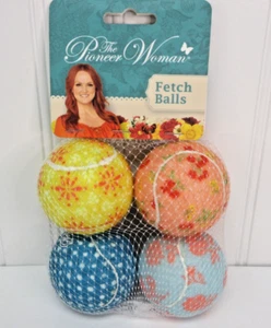 Pioneer Frau Tennisbälle Hundespielzeug Apportierbälle Floral 4er Pack Neu - Bild 1 von 8