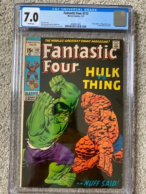 FANTASTIC FOUR #112 CGC 7.0 HULK VS. THING BATTLE KEY ISSUE CLASSIC BLACK COVER - Image 1 of 2
