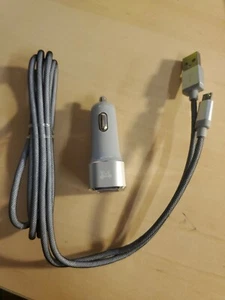 Ubio Dual USB Car Charger 4.8A & 6' Micro USB Charging Mesh Cable - Foto 1 di 8