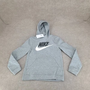 Nike Sweatshirt Kids Medium Gray Heather Pullover Hoodie Sweater Boys Kids New - Picture 1 of 12