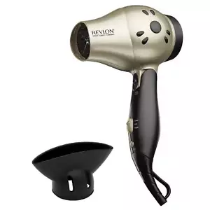 Revlon 1875W Folding Handle Ionic Travel Hair Dryer, Black and Gold - Picture 1 of 7