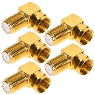 5 Pcs F Type Male to Female Right Angle 90 Degree Coax Coaxial Adapter TV Gold - Image 1 of 4
