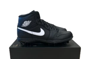 NEW Size 10 M- Nike Air Jordan 1 Mid TD Cleats Black White Panda FJ6805-001 - Picture 1 of 6