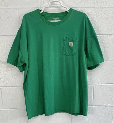 Roupa de trabalho Carhartt K87 KLG bolso manga curta verde Kelly tamanho 3XL altura 3XLT - Imagem 1 de 4