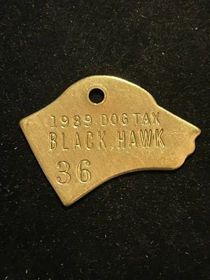 1989 年黑鹰科罗拉多州税币狗牌许可证 #36 — 第 1/2 张图片