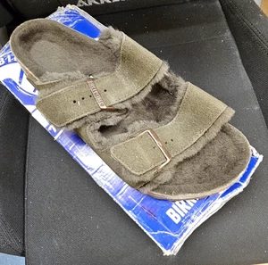 Birkenstock New with Box Arizona Shearling Mocha Suede Regular Width 42 M9 - Picture 1 of 5