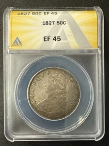 1827 Busto Cappato Mezzo Dollaro 50c ANACS EF45 - Foto 1 di 2