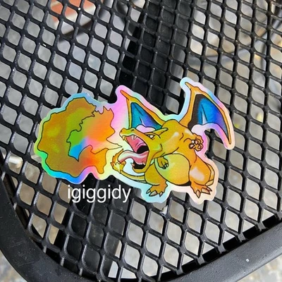 Holographic Pokemon Sticker of  Charizard Original Base Set Card Artwork NEW - Image 1 of 4