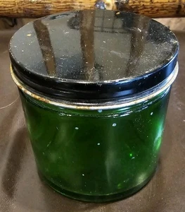Barattolo vetro verde smeraldo Duraglas vintage 8 once metallo tappo a vite - Foto 1 di 6