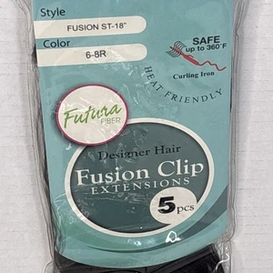 Designer Hair Fusion Clip Extensions Futura Fiber 5 Stück Fusion ST-18" Farbe 6-8R - Bild 1 von 6