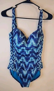 La Blanca Size 8 Bathing Suit Blue Ruched - Bild 1 von 18