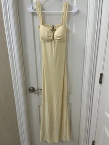 Light Butter Yellow Glitter Long Formal   Dress Small Pre-Owned - Picture 1 of 6