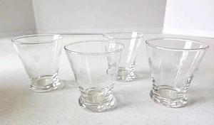 Set Of 4 Etched Polka Dot Small Footed Shot Glasses Deco Retro Gift Barware Bar - Picture 1 of 5