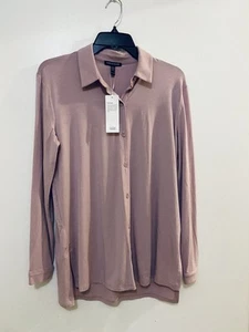 Eileen Fisher Icy Plum Classic Collared Long Sleeve Shirt XXS NWT - Picture 1 of 3