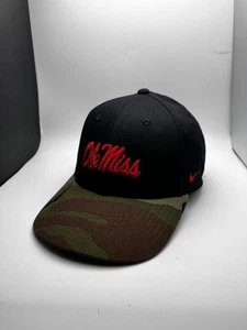Ole Miss Rebels Hat Cap Strap Back Mens One Size Black NCAA Football Camo Nike - Picture 1 of 5