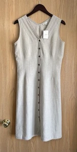 J. Jill | Damen Small | Flachs Beige Leinen Kleid Midi Länge Ärmellos | Neu mit Etikett - Bild 1 von 9