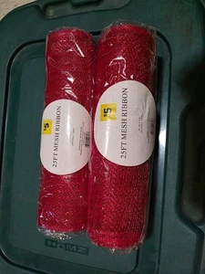 Deco Mesh Ribbon. Red. 2 Rolls 25FT x 10.5" - Bild 1 von 1