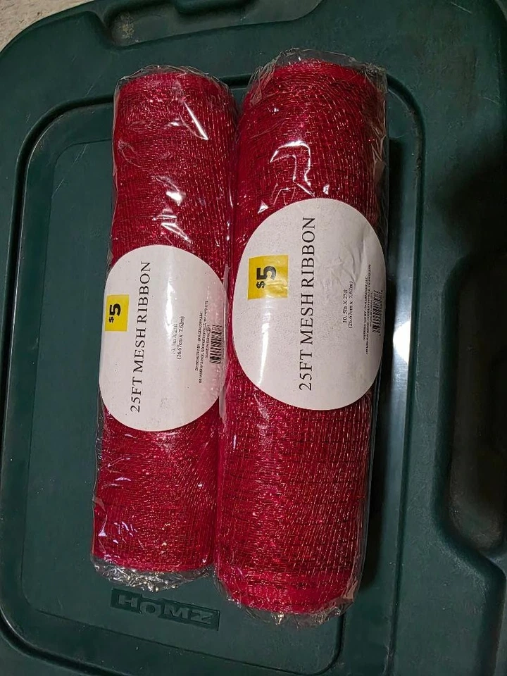 Cinta de malla decorativa. Rojo. 2 rollos 25 pies x 10,5" Foto 1 de 1