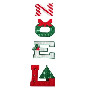 Punto de aguja NOEL Navidad colgante decoración hecho a mano hilo plástico lona de colección 26,5" - Imagen 1 de 3