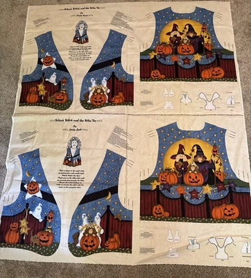 WHICH WITCH AND THE WHO HALLOWEEN VEST  LESLIE BECK- 100% COTTON FABRIC Lot Of 2 - Image 1 of 4