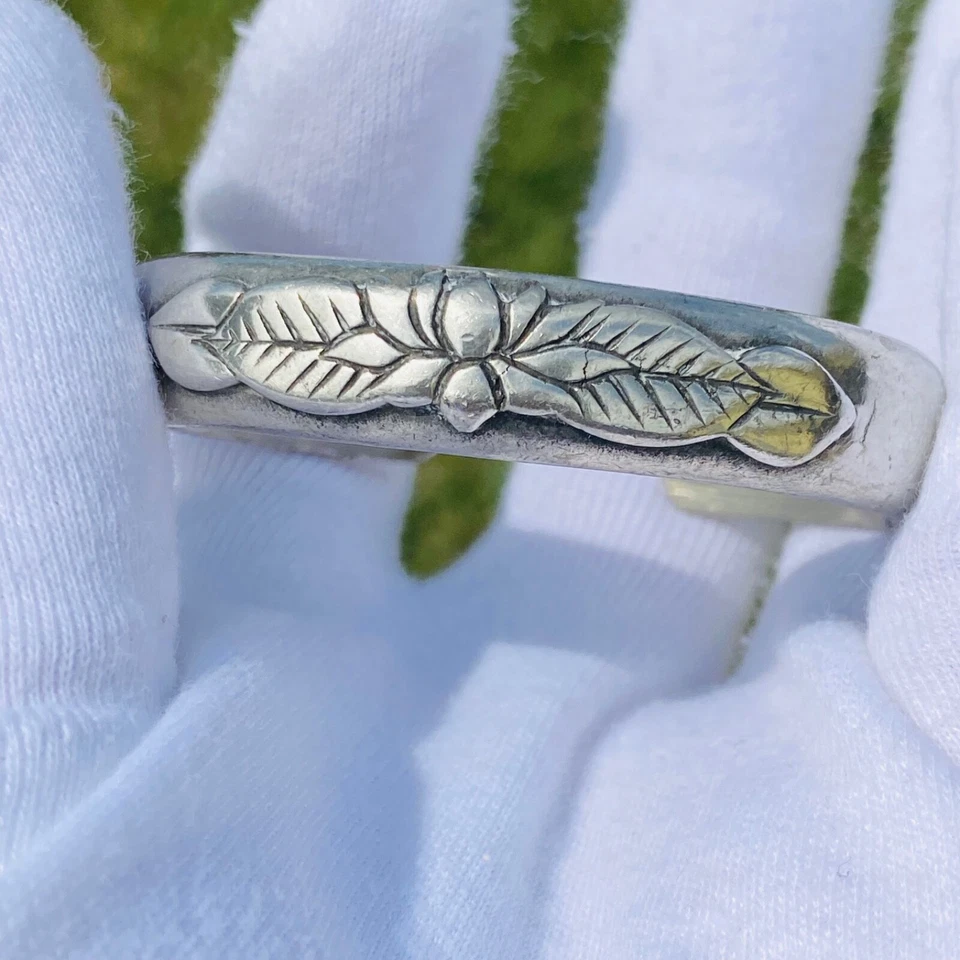 Laurel Burch Floral Cuff Bracelet Looks Like Pewter - Image 1 of 4