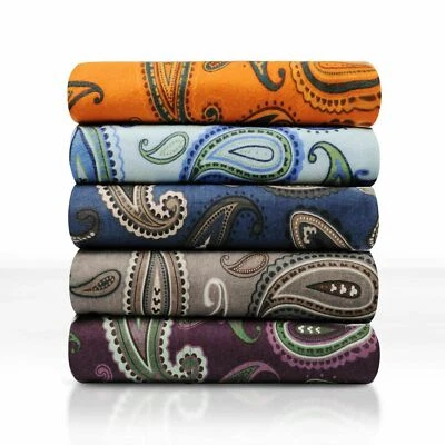 100% Cotton Flannel Paisley Absorbent Flat Fitted Bed Sheet & Pillowcases Set - Image 1 of 2