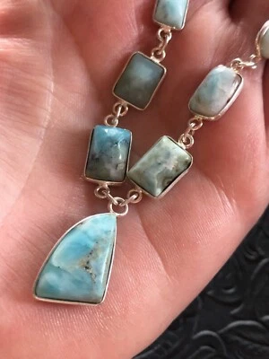 Collar Colgante Azul Cielo Larimar Colgante 18" Artesanal Suroeste Foto 1 de 4