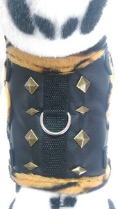 Arnés para perro S, arnés blandos, arnés de pecho, collar de cuero sintético negro, - Imagen 1 de 6
