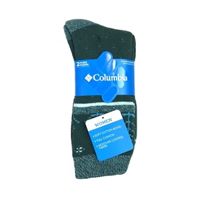 Columbia Mujeres 2 Pk Multicolor Crew Algodón Suave Completo Cojín Calcetín Conjunto Talla 9-11 - Imagen 1 de 4