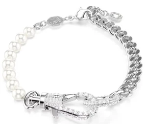 NWB Swarovski Dextera bracelet Pavé, Crystal pearl, Rhodium plated-5696256 - Picture 1 of 6