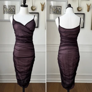 Kookai Ruched Midi Cocktail Homecoming Dress Deep Purple $120 2 - Picture 1 of 5