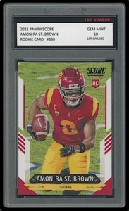 TARJETA DE NOVATO AMON-RA ST. BROWN 2021 PUNTAJE PANINI PRIMER GRADO 10 RC DETROIT LIONS - Imagen 1 de 1