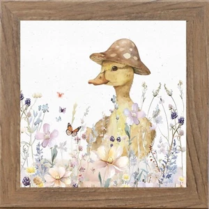 "Just Ducky" – Whimsical Duck with Mushroom Hat | Framed Spring Wall Art - Picture 1 of 22