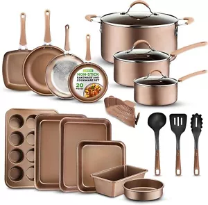 NutriChef Oven 20-Piece Nonstick Cookware Set Frying Pans Pots - Picture 1 of 8