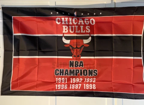 Chicago Bulls (6) Time NBA Championships FLAG 3'X5' Cover