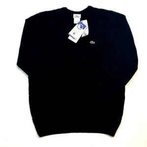 Suéter Pullover Lacoste Hecho en Francia Cuello en V Para Hombre Talla 4/M Negro Nuevo - Imagen 1 de 16
