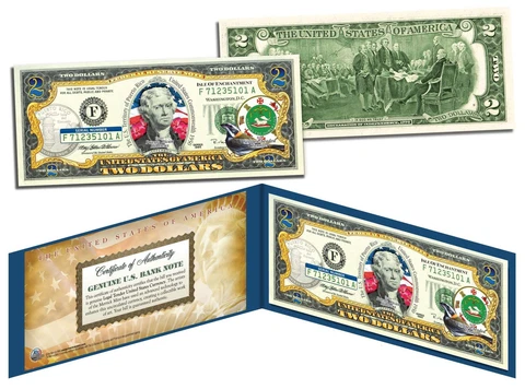 PUERTO RICO $2 Statehood PR Territories Two-Dollar US Bill Legal Tender w/Folio Cover