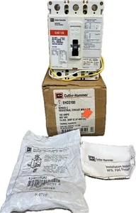 EATON CUTLER-HAMMER EHD3100 100Amp 3Pole 480VAC 14kA Circuit Breaker w SNT1RP08K - Picture 1 of 16