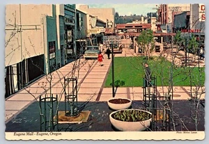 Postcard Eugene Mall Eugene Oregon Shopping Downtown Trees Flowers Fountains - Picture 1 of 2