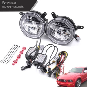 For 05-09 Ford Mustang GT LED White Halo Ring DRL Driving Fog Light Grille Light - Picture 1 of 10
