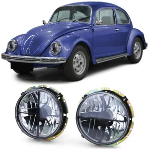 Klarglas Scheinwerfer Schwarz Smoke mit Fadenkreuz für VW Käfer + Cabrio ab 73 - Picture 1 of 7
