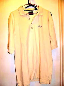 Greg Norman Polo Shirt Shark Logo Cream Yellow SIZE: Large - Picture 1 of 6