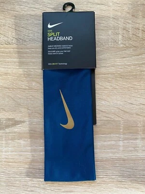 Nike Fury Diadema Dividida Ajuste Seco Empuñaduras Absorbentes de Sudor Azul Valeriana/Dorado Foto 1 de 3