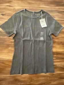 Neu Free Assembly geripptes Rundhalsausschnitt-Damenshirt grau grau Größe Large - Bild 1 von 5