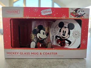 Disney Weihnachten Mickey Mouse Glas Tasse und Untersetzer Set Geschenkbox - Bild 1 von 5