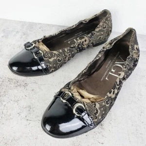 AGL Italy Patent Leather Canvas Ballet Flats Round Toe Shoes size 37.5 US 7.5 - Picture 1 of 13