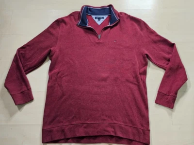 Tommy Hilfiger Hombres XXL Pullover 1/4 Cremallera Cálido Algodón Rojo Oscuro Foto 1 de 4